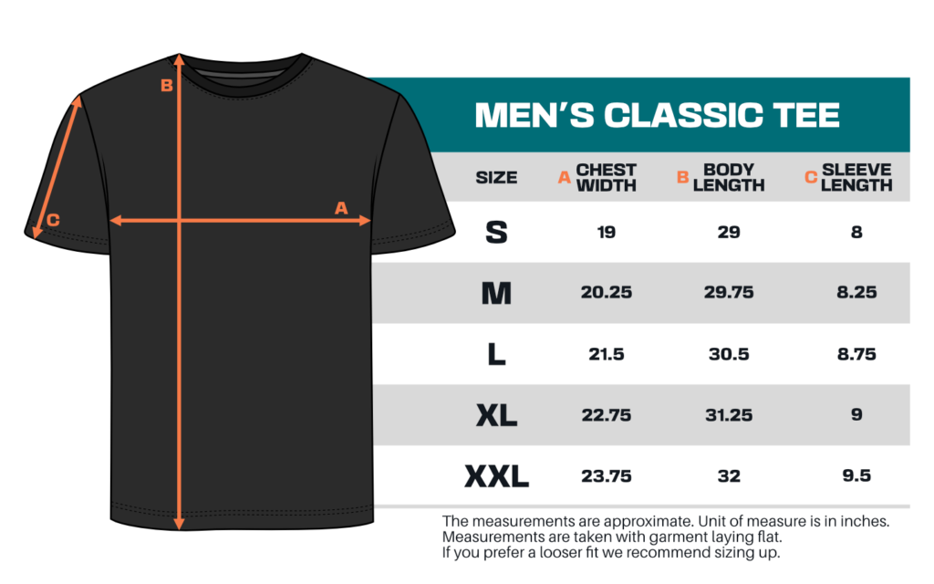 Men's Classic Tee Size Chart